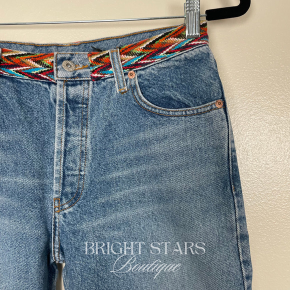 Rare Multicolor Trim Cropped Jeans ASO Buffy Summers BtVS High Rise Vintage - Picture 6 of 7